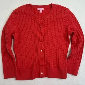 Lilly Pulitzer Women’s Cable Knit Button Down Sweater Red Orange Size Medium